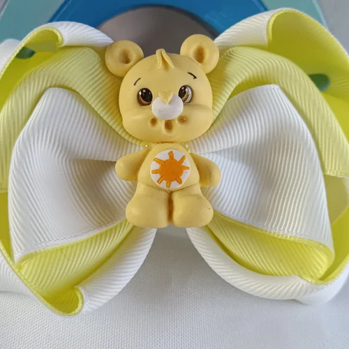 Laço Ursinhos Carinhosos Sol Amarelo - Laço Artesanal Infantil Princesa de Laços
