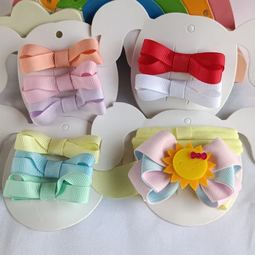Kit Cartelas RN Mini Laços e Solzinho - Laço Artesanal Infantil Princesa de Laços