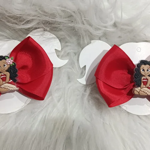 Parzinho de Laços Moana Baby Vermelho - Laço Artesanal Infantil Princesa de Laços