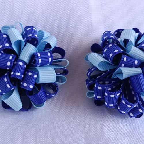 Parzinho de Laços Frufru Escolar Azul - Laço Artesanal Infantil Princesa de Laços