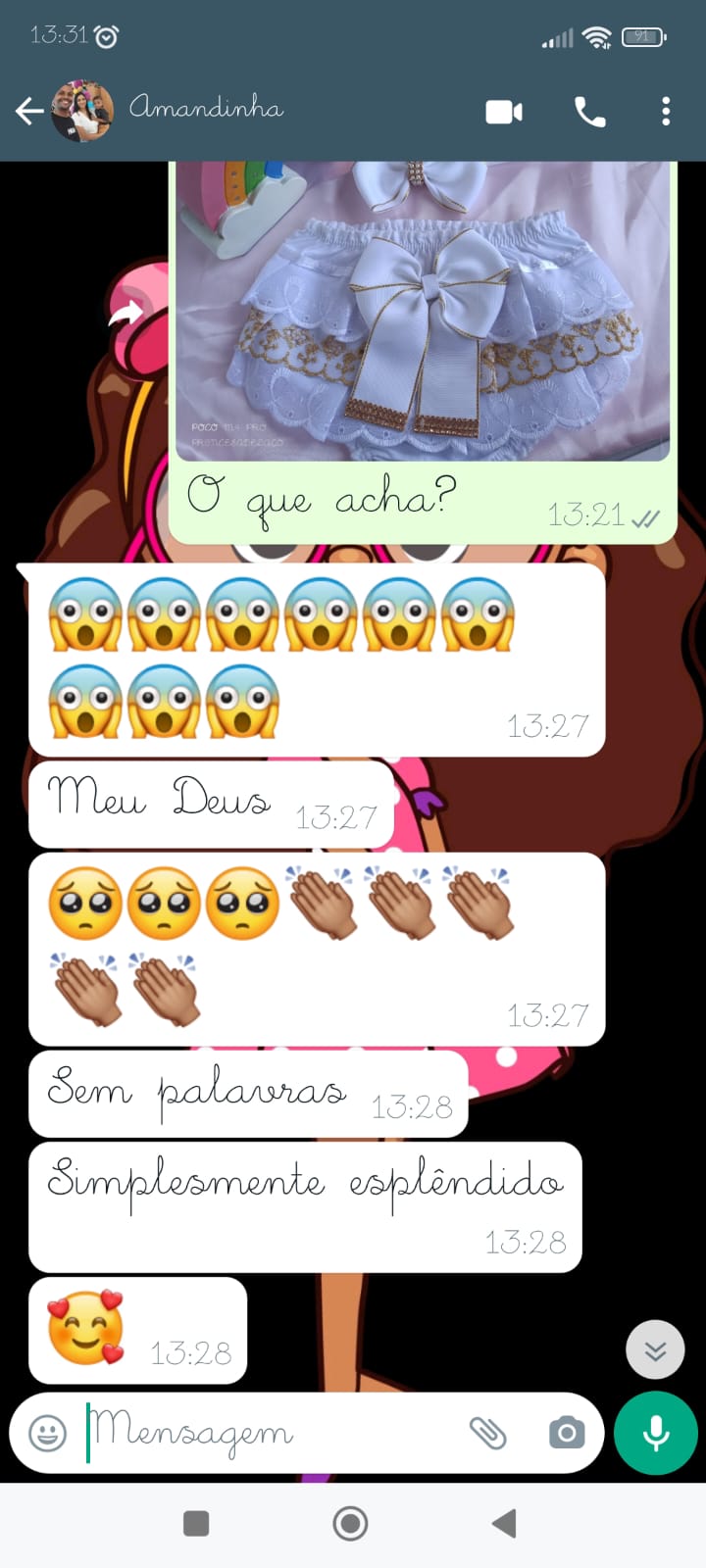 Print de conversa WhatsApp - Laço Personalizado Zoe