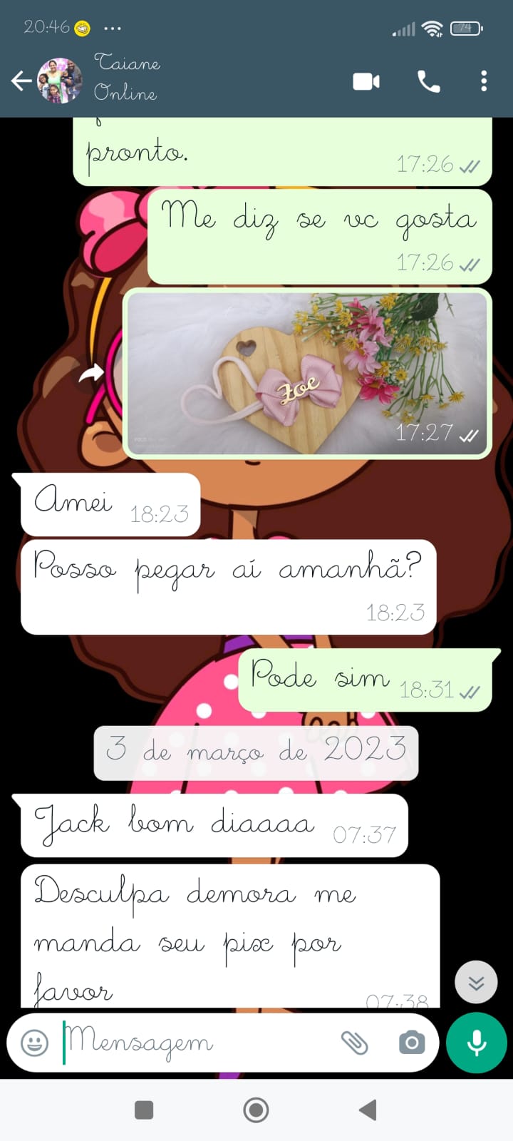 Print de conversa WhatsApp - Batizado dos Sonhos