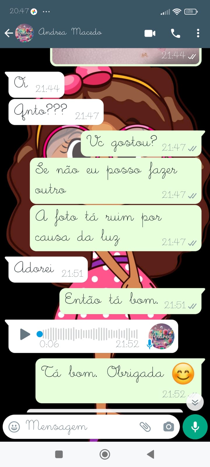 Print de conversa WhatsApp - Kits com Nome Jhuly